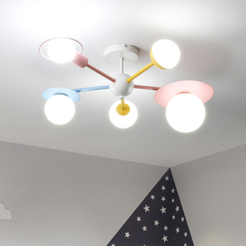 5 - Light Macaroon Ceiling Light With Semi - Flush Mount - Perfect For Kindergarten Hallway And