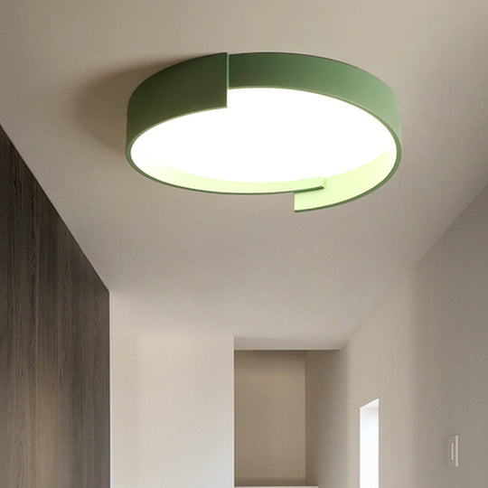 Led Macaroon Style Flush Mount Ceiling Light With Frosted Acrylic Lampshade - Nordic Bedroom Lamp