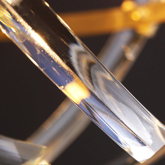 Postmodern 6-Head Bedroom Chandelier - Stylish Gold Hanging Light With Curved Crystal Shades