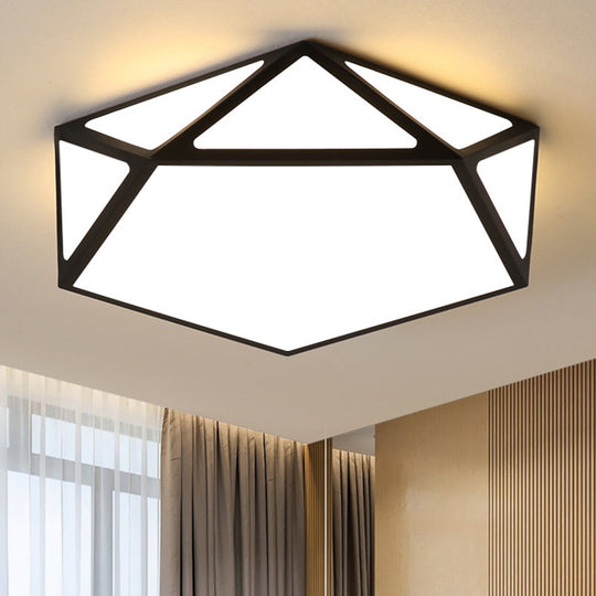 Modern Geometric Led Flush Mount Ceiling Light With Macaroon Style For Hallway And Bedroom Black /