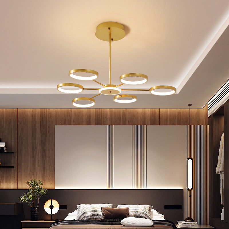 Contemporary Starburst Chandelier For Living Room - Metal Hanging Lamp Kit Gold / 31.5 Third Gear
