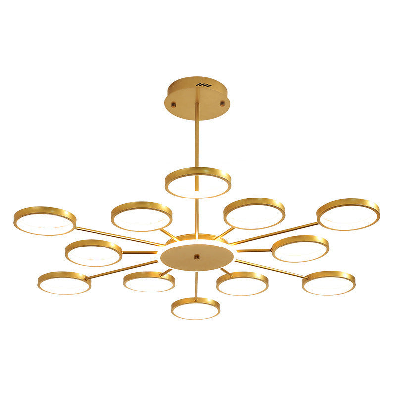 Contemporary Metal Starburst Chandelier: Elegant Hanging Lamp For Living Room