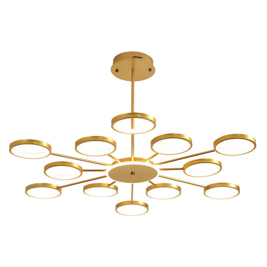 Contemporary Metal Starburst Chandelier: Elegant Hanging Lamp For Living Room