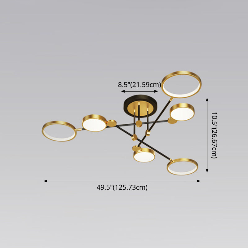 Modernist Metal Ring Chandelier Pendant Light With Hanging Cord - Perfect For Living Room