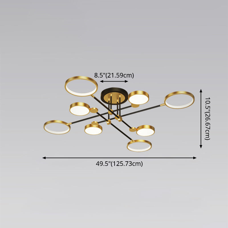 Modernist Metal Ring Chandelier Pendant Light With Hanging Cord - Perfect For Living Room