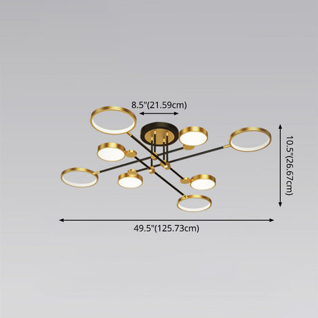 Modernist Metal Ring Chandelier Pendant Light With Hanging Cord - Perfect For Living Room