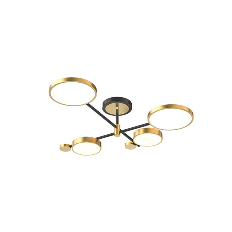 Contemporary Metal Circle Chandelier Light Fixtures For Living Room 4 / Gold Remote Control Stepless