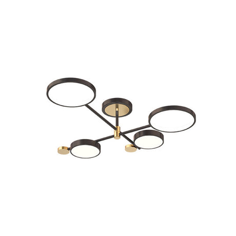 Contemporary Metal Circle Chandelier Light Fixtures For Living Room 4 / Black Third Gear