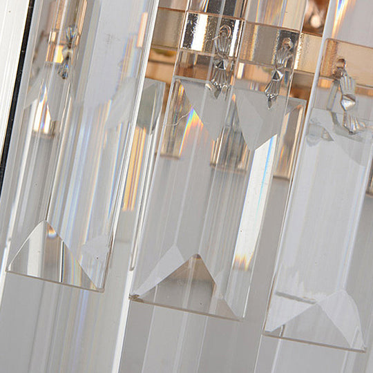 Modern Crystal Block Gold Sconce Light With 4 Tiered Wall-Mounted Heads For Bedroom
