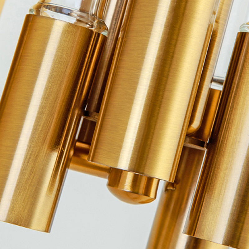 Nordic Gold Tube Wall Mount Sconce Light Fixture - 1 Head Clear Glass Ideal For Living Room