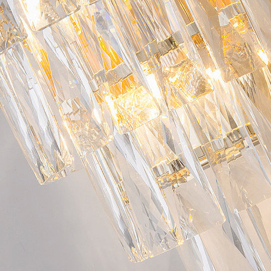Gold Crystal Wall Sconce With 3 Modern Heads And 4 Tiers For Living Room