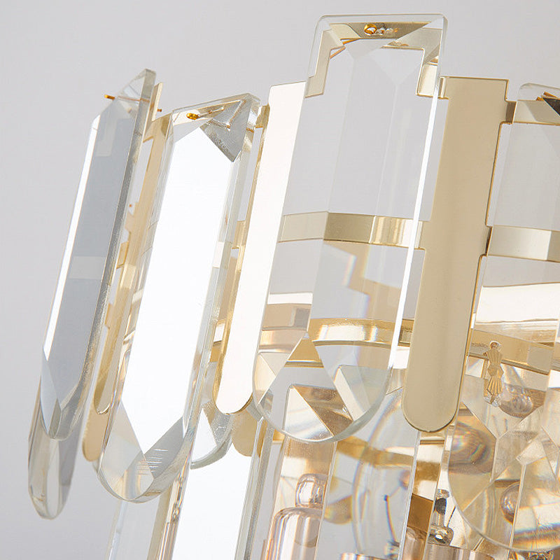 Modern 3-Headed Crystal Wall Sconce With Gold 4-Layer Mount