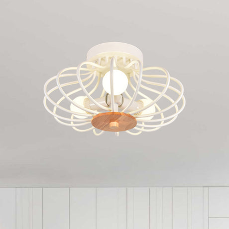 Industrial Style Metal Ceiling Light Fixture - Fan Shaped Semi-Flush Mount With 3/5 Heads