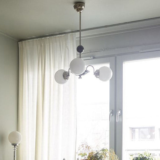 Modern White Glass Globe Chandelier For Bedroom Lighting