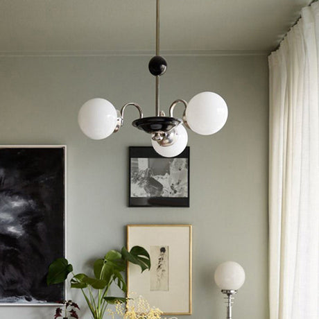 Modern White Glass Globe Chandelier For Bedroom Lighting
