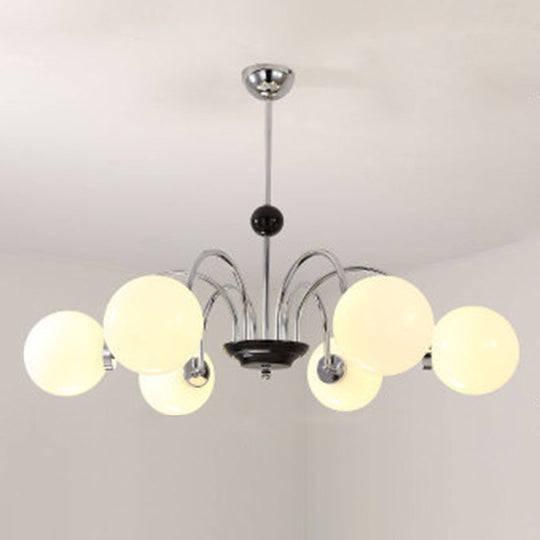 Modern White Glass Chandelier For Bedroom Lighting 8 / Silver