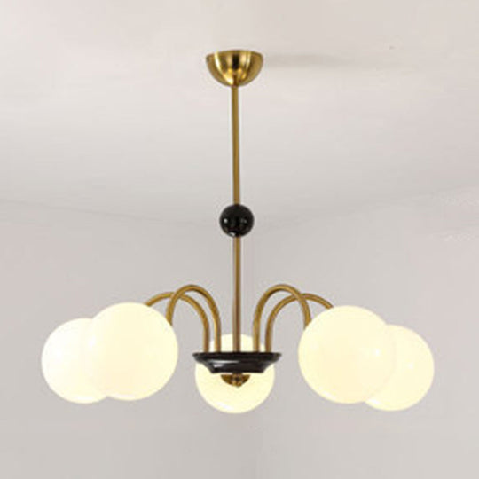 Modern White Glass Chandelier For Bedroom Lighting 5 / Gold