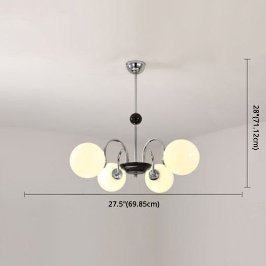 Modern White Glass Globe Chandelier For Bedroom Lighting