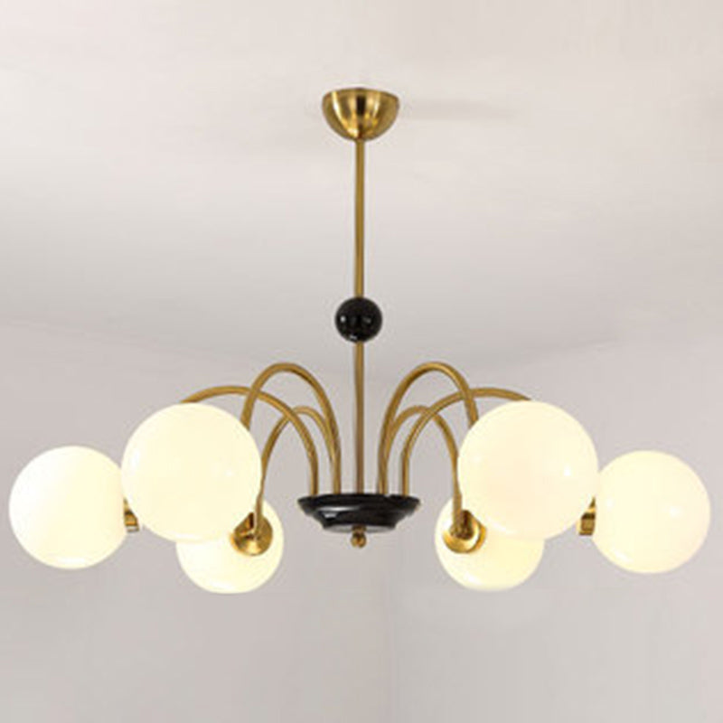 Modern White Glass Chandelier For Bedroom Lighting 6 / Gold