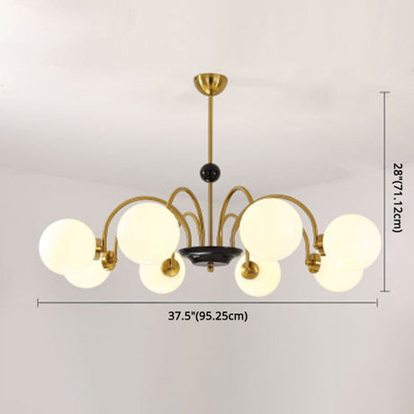 Modern White Glass Globe Chandelier For Bedroom Lighting