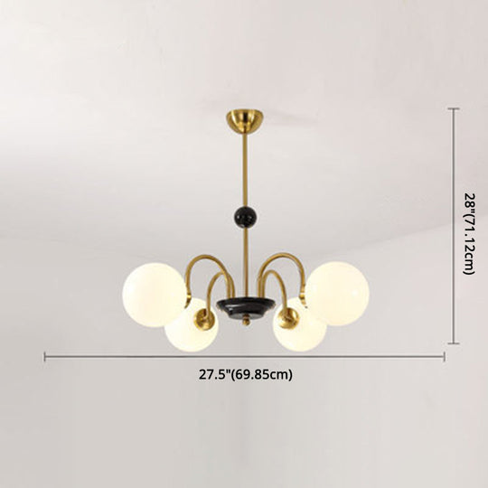 Modern White Glass Globe Chandelier For Bedroom Lighting