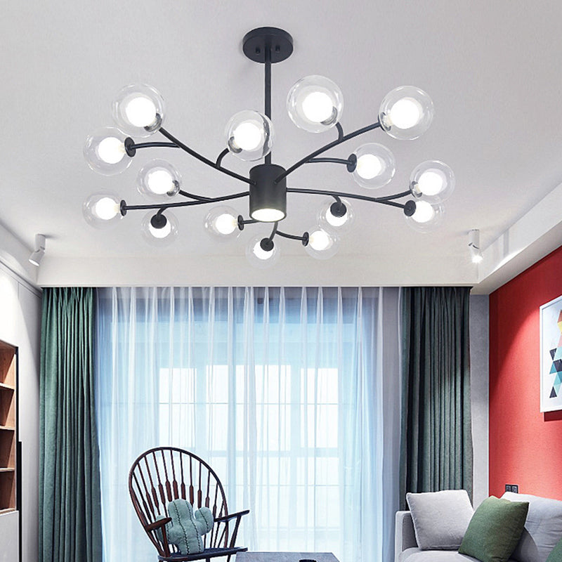 Ultra-Contemporary Globe Chandelier Pendant For Living Room With Clear Glass Ceiling Light
