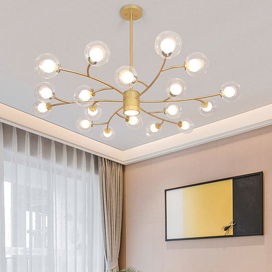 Contemporary Clear Glass Globe Chandelier For Living Room Ceiling