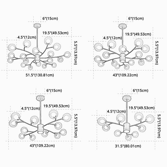 Contemporary Clear Glass Globe Chandelier For Living Room Ceiling
