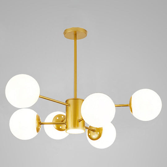 Contemporary Spherical Glass Chandelier Light For Living Room Ceiling 6 / Gold With Spot