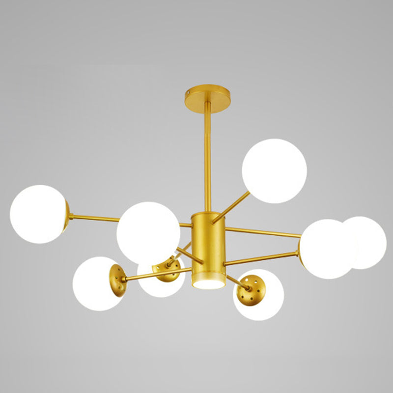 Contemporary Glass Chandelier Light For Living Room Ceiling 8 / Gold With Spot