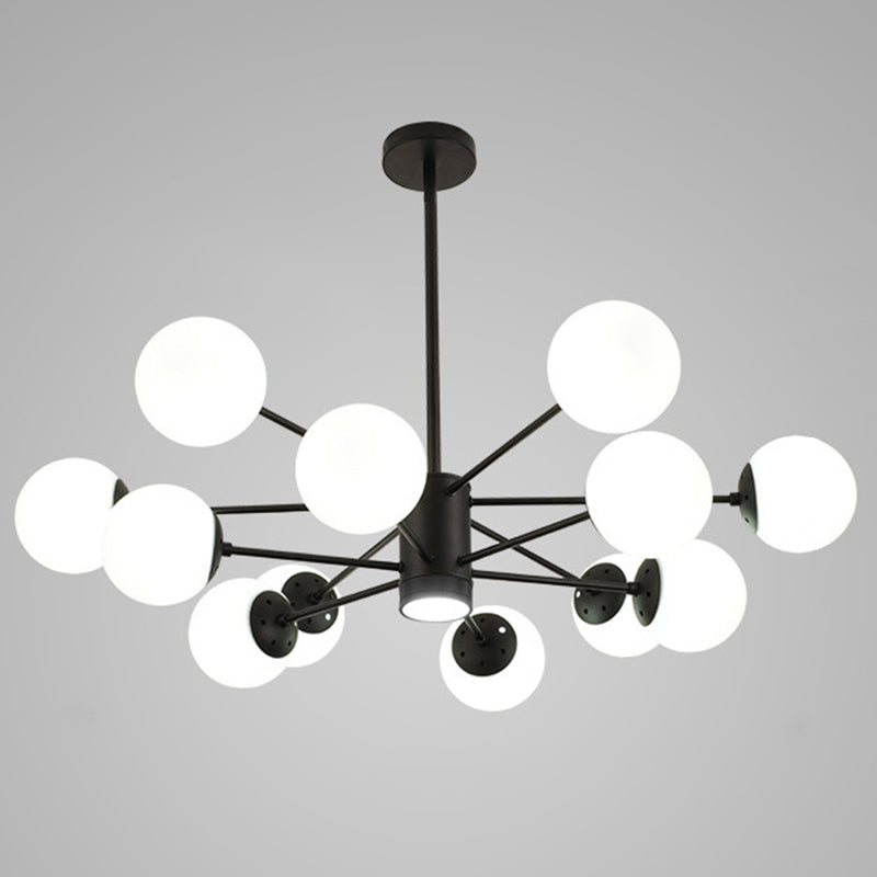 Contemporary Glass Chandelier Light For Living Room Ceiling 12 / Black With Spot