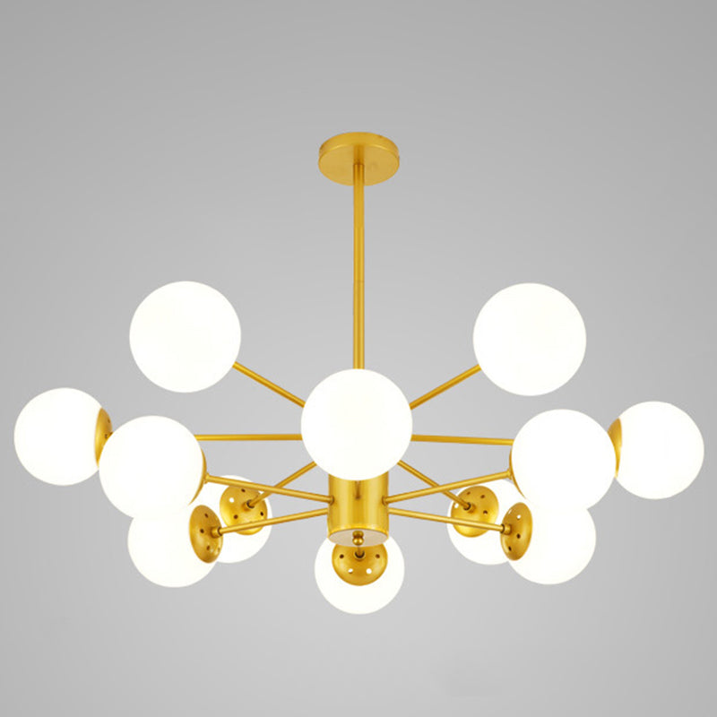 Contemporary Spherical Glass Chandelier Light For Living Room Ceiling 12 / Gold Without Spot