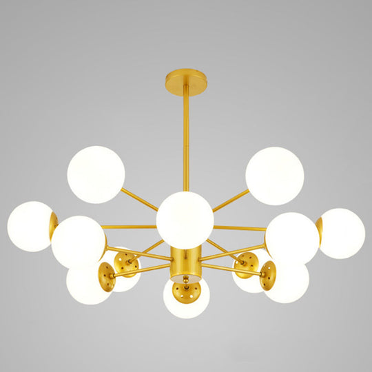 Contemporary Spherical Glass Chandelier Light For Living Room Ceiling 12 / Gold Without Spot