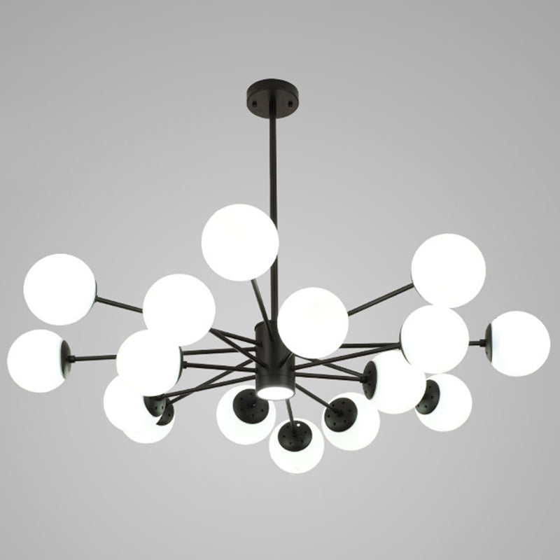 Contemporary Glass Chandelier Light For Living Room Ceiling 16 / Black With Spot
