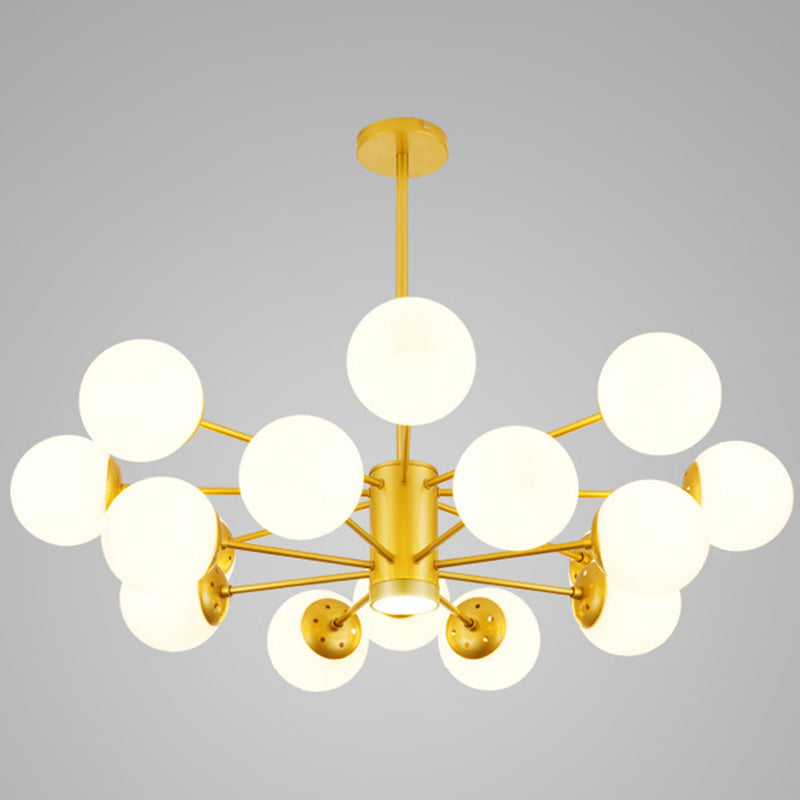 Contemporary Glass Chandelier Light For Living Room Ceiling 16 / Gold With Spot