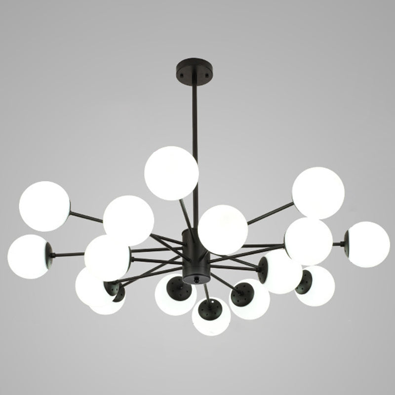 Contemporary Glass Chandelier Light For Living Room Ceiling 16 / Black Without Spot