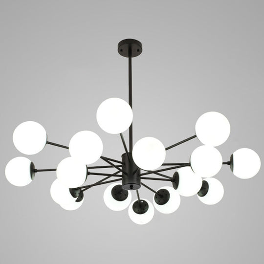 Contemporary Glass Chandelier Light For Living Room Ceiling 16 / Black Without Spot