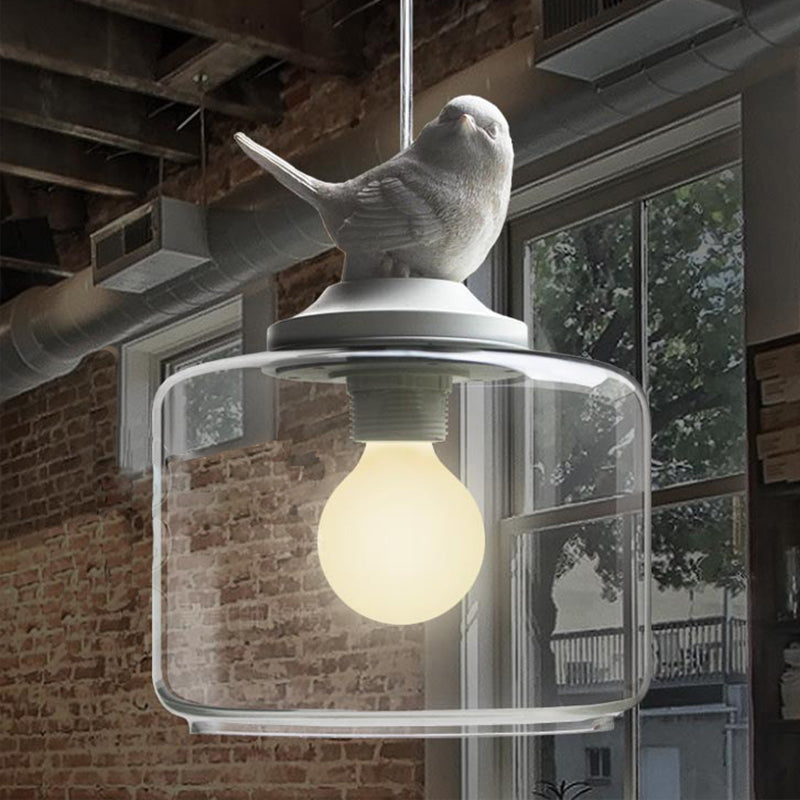 Clear Glass Drum Pendant Light Fixture With Contemporary Design Single Head - Ideal For Restaurant