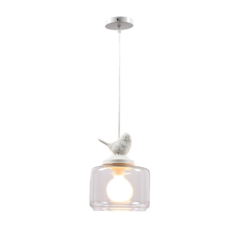 Clear Glass Drum Pendant Light Fixture With Contemporary Design Single Head - Ideal For Restaurant