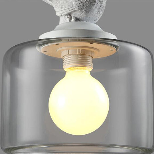Clear Glass Drum Pendant Light Fixture With Contemporary Design Single Head - Ideal For Restaurant