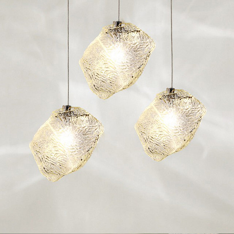 Minimalist Glass Pendant Lamp - Ice Hanging Ceiling Light For Dining Room