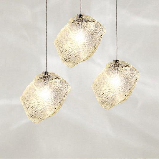 Minimalist Glass Pendant Lamp - Ice Hanging Ceiling Light For Dining Room