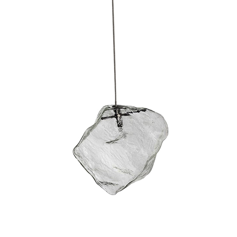 Ice Glass Hanging Ceiling Light - Minimalist Clear Pendant Lamp For Dining Room (1 Light)