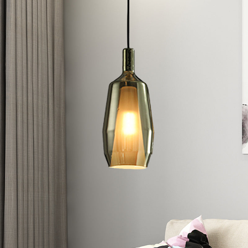 Modern Green Glass Tulip Pendant Light For Dining Room - Single Head Hanging Lamp Kit