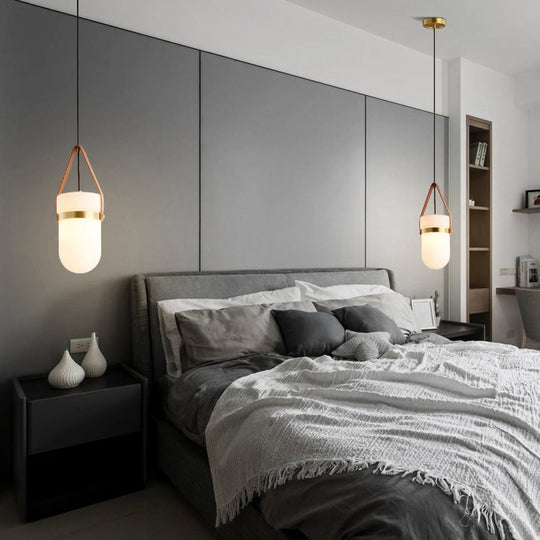 Contemporary White Glass Ceiling Pendant Lamp For Bedrooms