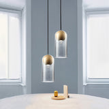 Modern Smoke Gray Glass Cylinder Pendant Light Fixture With Globe Wood Shade - Perfect For Dining