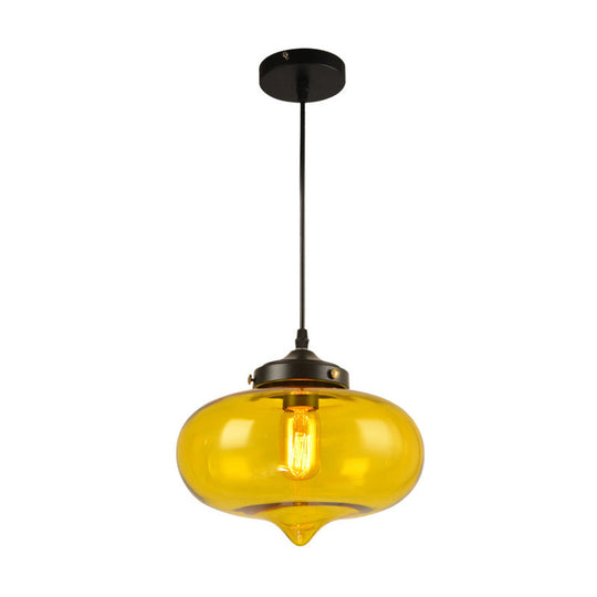Modern Onion Pendant Light In Gray/Red/Yellow Glass For Restaurant Ceiling Fixture