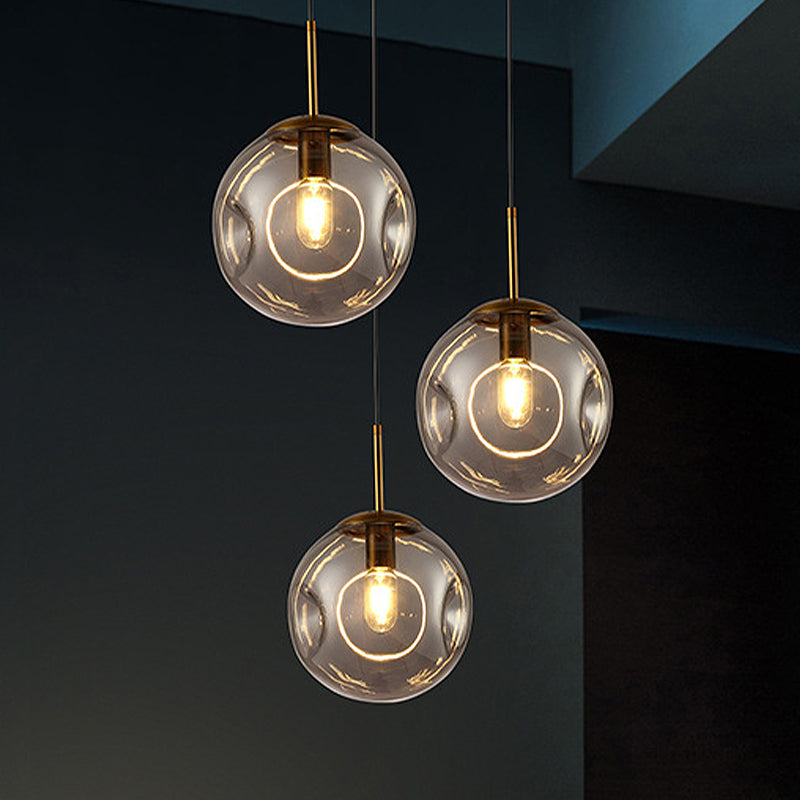Smoke Gray Dimpled Glass Globe Pendant Light - Simple And Stylish Single Head Hanging Lamp Kit