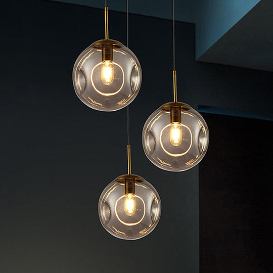 Smoke Gray Dimpled Glass Globe Pendant Light - Simple And Stylish Single Head Hanging Lamp Kit
