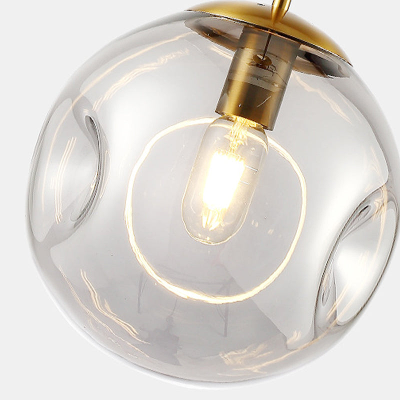 Smoke Gray Dimpled Glass Globe Pendant Light - Simple And Stylish Single Head Hanging Lamp Kit